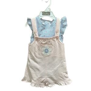 Quiltex Toddler Girl Floral ONE PIECE WITH SHIRT Checkered Pink 24 MONTHS 2 PC.